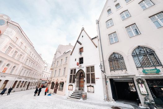 January 27, 2019.Tallinn, Estonia.Winter view of the old town of Tallinn.Snow-covered city on the Baltic sea coast. Edition.