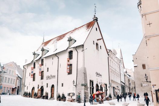 January 27, 2019.Tallinn, Estonia.Winter view of the old town of Tallinn.Snow-covered city on the Baltic sea coast. Edition.