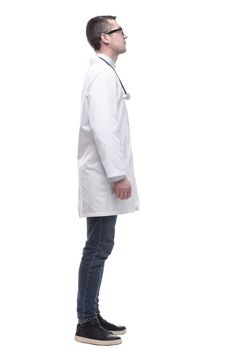 male doctor with a stethoscope. isolated on a white background.