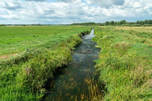 The small river Uherka in eastern Poland, summer day