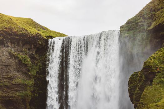 Famous Skogafoss waterfall on Skoga river. Iceland, Europe. Landscape photography. High quality photo