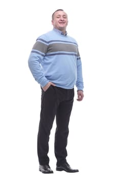 in full growth. portrait of a smiling mature man . isolated on a white background