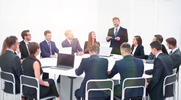 businessman speaking on a proposal in the negotiations. business meeting