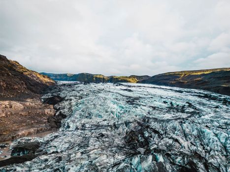 Skaftafell glacier, Vatnajokull National Park in Iceland. Autumn time in Iceland, meltwater from the glacier. Glacier land. High quality photo