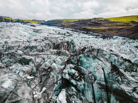 Skaftafell glacier, Vatnajokull National Park in Iceland. Autumn time in Iceland, meltwater from the glacier. Glacier land. High quality photo