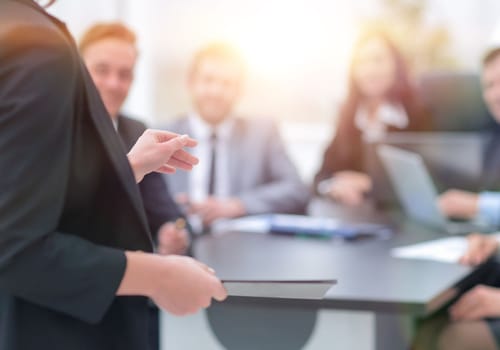 business background. business woman with documents in office