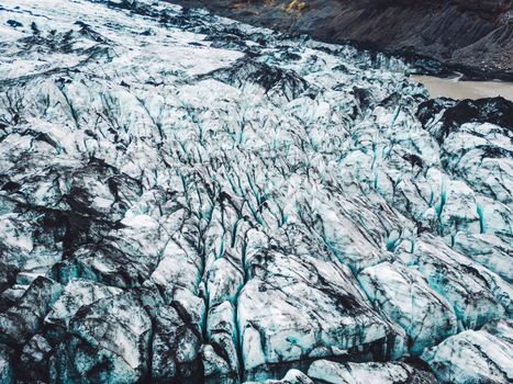 Vatnajokull glacier, Vatnajokull National Park in Iceland. Autumn time in Iceland, meltwater from the glacier. Glacier land. High quality photo