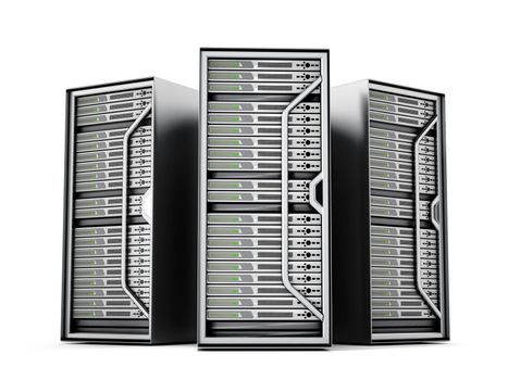 Network servers isolated on white background. 3D illustration.