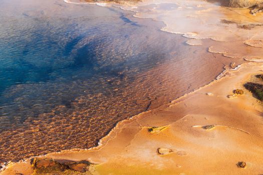 Geyser hot spring in Iceland. No people around. Hot water natural spring.