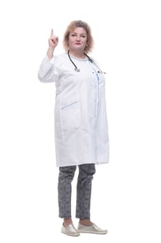 in full growth.senior female doctor with a stethoscope. isolated on a white background.