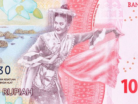 Topeng Betawi dance from Indonesian money - Rupiah