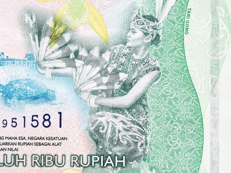Gong dance from Indonesian money - Rupiah