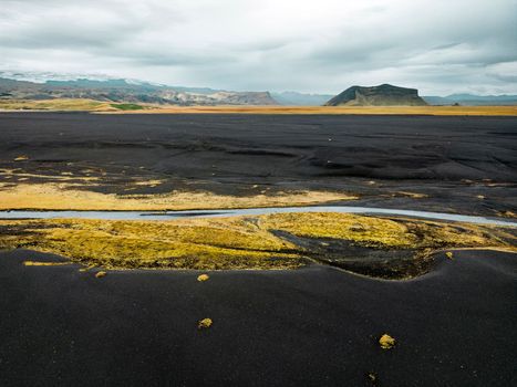 The black sands beaches of Selheimasandur in Southern Iceland. High quality photo
