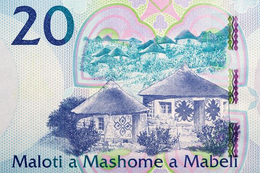 Small houses from banknotes of Lesotho - Maloti