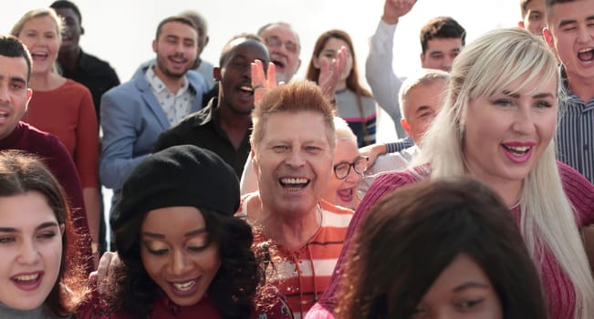 close up. a large multinational group of happy people