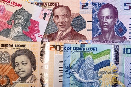 Sierra Leonean money - Leones - a business background from  new series of banknotes