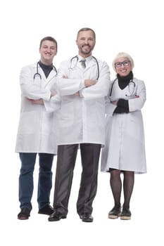 in full growth. group of qualified medical colleagues. isolated on a white background.