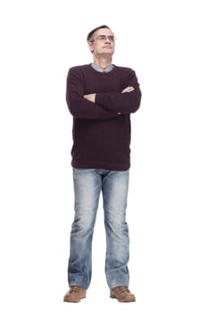 casual man in jeans and a jumper . isolated on a white background.