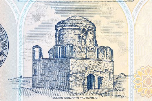 Sultan Sanjaryn Mausoleum from Turkmenistani money - Manat