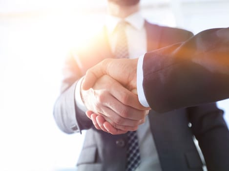 Friendly businessmen handshaking. Business concept photo