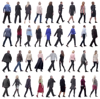 group of successful business people in motion isolated on white background