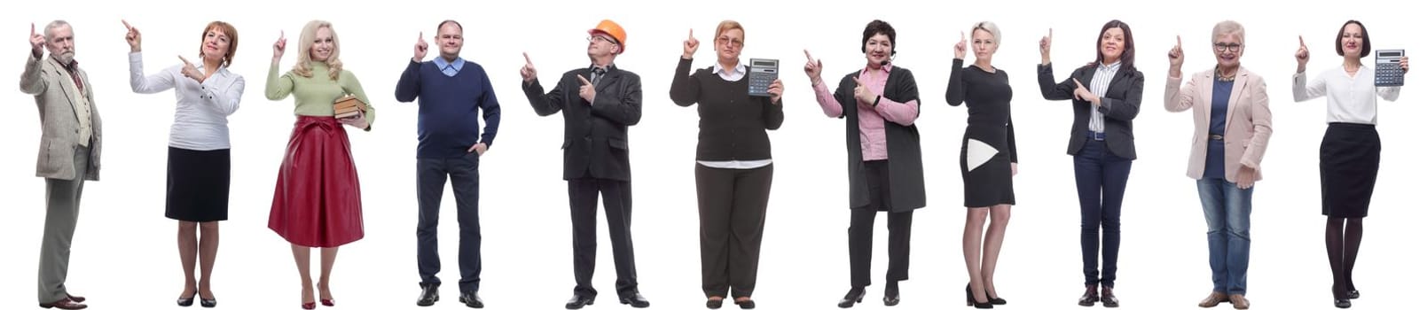 group of businessmen showing thumbs up isolated on white background