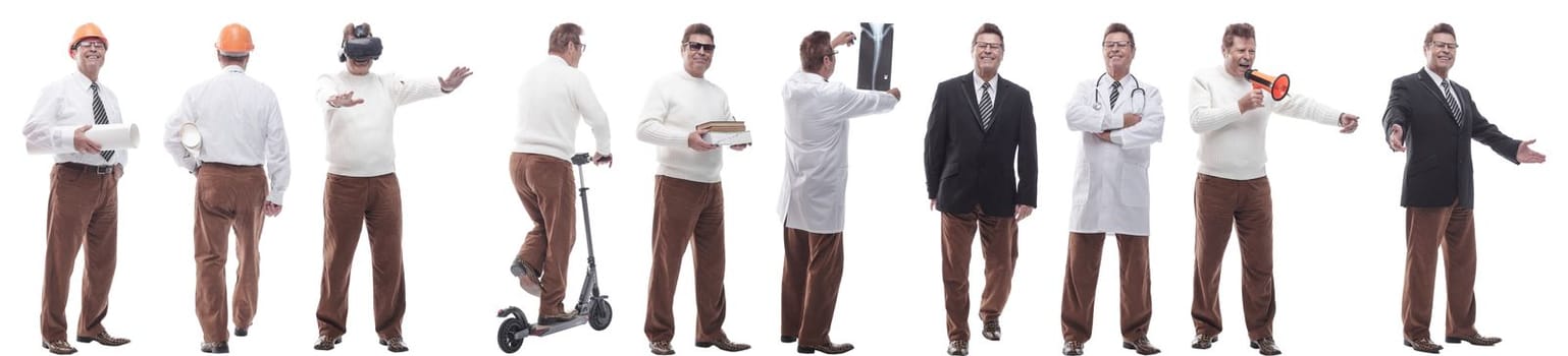 set of images of a man in full growth. displays many concepts