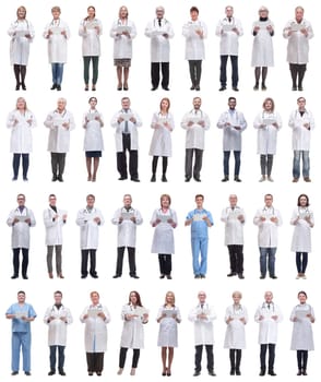 group of doctors with clipboard isolated on white background