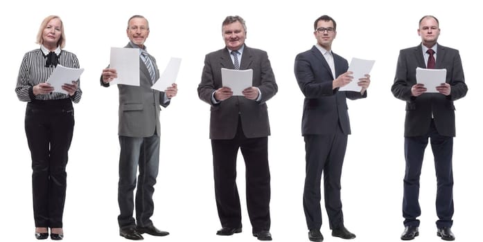 collage of people holding a4 sheet in hands isolated on white background