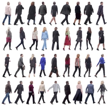 group of successful business people in motion isolated on white background
