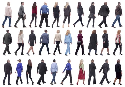 group of successful business people in motion isolated on white background