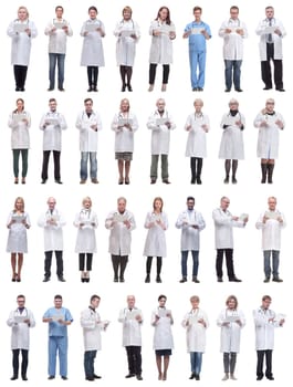 group of doctors with clipboard isolated on white background