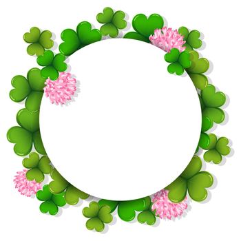 St. Patrick's Day background, elegant frame template with shamrock leaves, clover flowers. Postcard for text, banner, poster