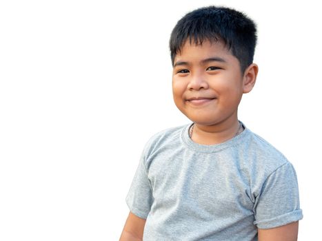 Portrait of smiling boy isolated on white background