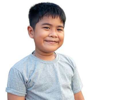 Portrait of smiling boy isolated on white background