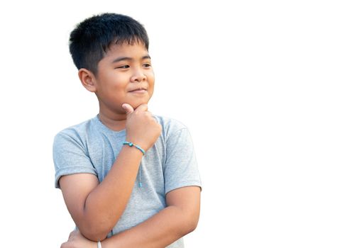 Portrait of smiling boy isolated on white background