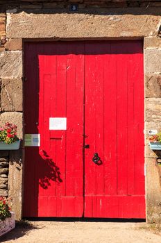 View of old door of a rural house