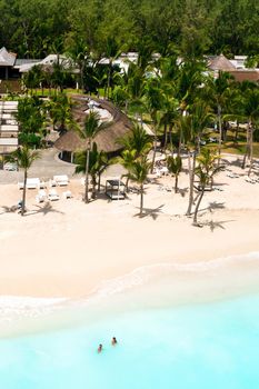 View from the height of the beach in the Indian Ocean on the island of Mauritius