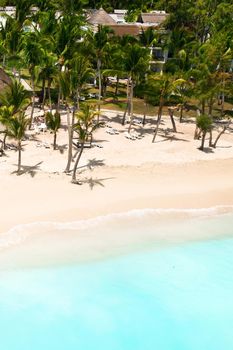 View from the height of the beach in the Indian Ocean on the island of Mauritius