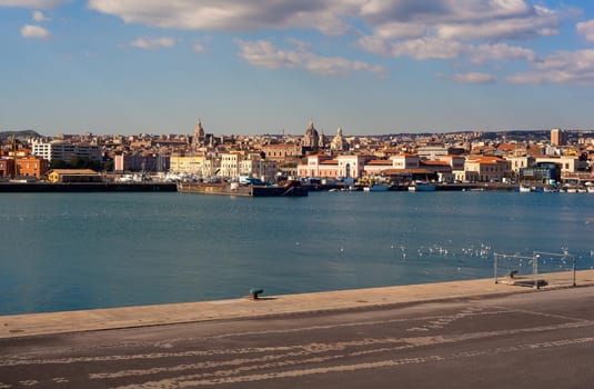 View of Catania from harbor, Sicily. Italy