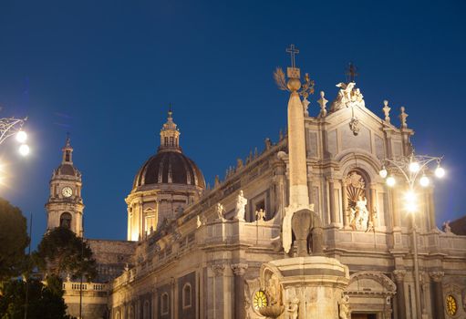 View of Catania cathedral in Sicily, Italy