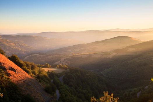View of Galicia landscape along the way of St. James