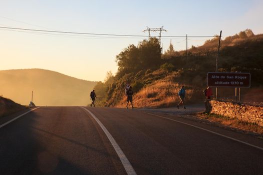 GALICIA, SPAIN - AUGUST, 10: Pilgrims along the way of St. James on 10, 2016