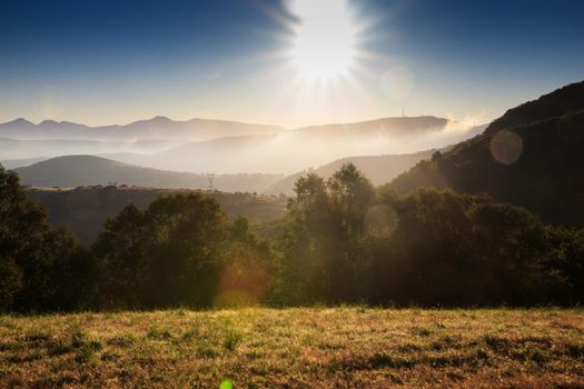View of Galicia landscape along the way of St. James