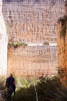 View of the rock cave in Calascibetta. Sicily