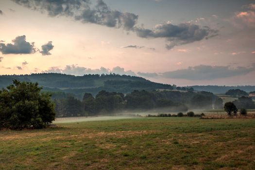View of a sunrise in the Galicia countryside