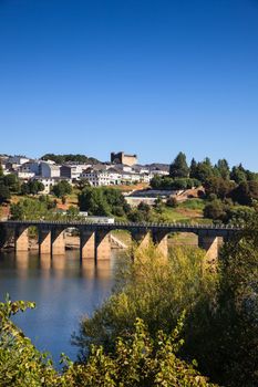 Roman bridge over the Minho River in Portomarin, Spain