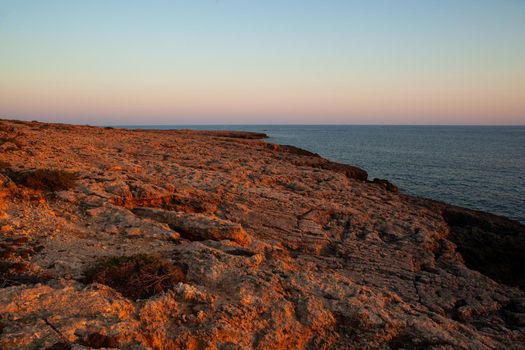 View of rock coast called Cala Greca, Lampedusa