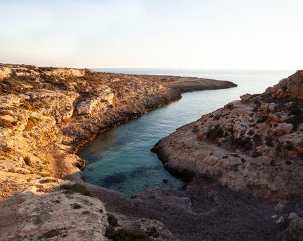 View of Cala Stretta at sunset in the summer season