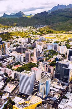Aerial view of the city of Port-Louis, Mauritius, Africa.